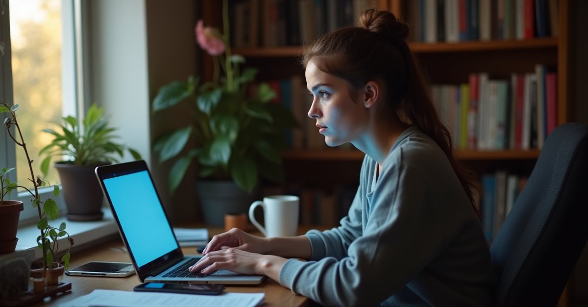 Person checking Windows updates on a laptop at a home desk