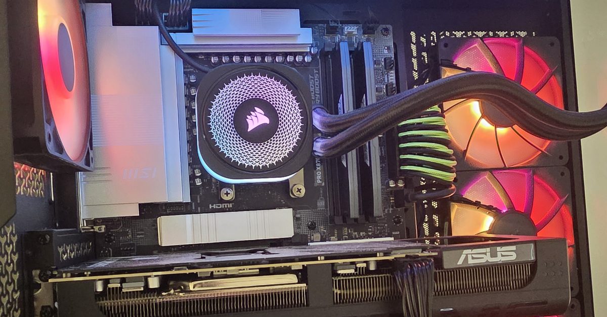 Inside the Haydock gaming PC: MSI PRO X870-P motherboard, Corsair AIO cooler and RAM, ASUS GeForce RTX graphics card