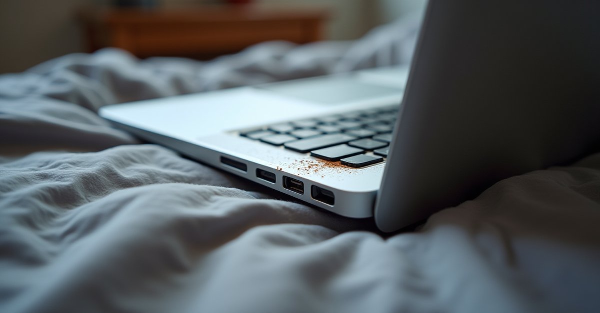 Laptop on a desk with visible heat haze rising from the keyboard