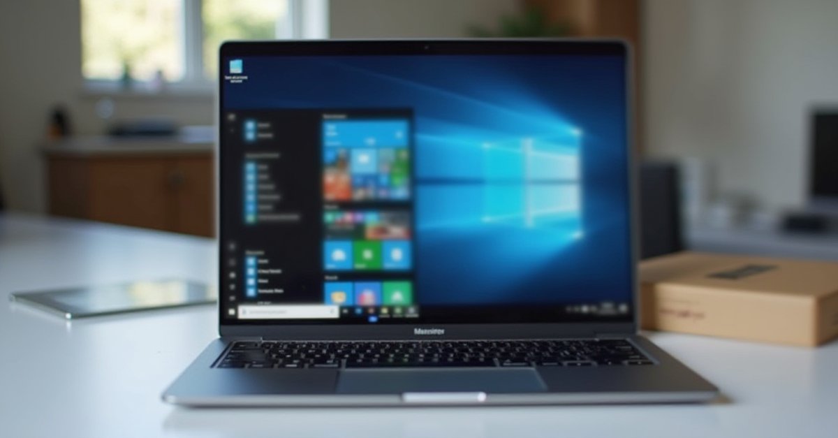 New laptop screen cluttered with pre-installed software icons