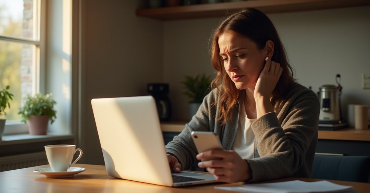 Person looking worried at their laptop inbox